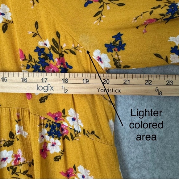 Old Navy Womens Dress Size Medium Tiered Yellow Floral Long Sleeves Boho READ - Picture 8 of 14